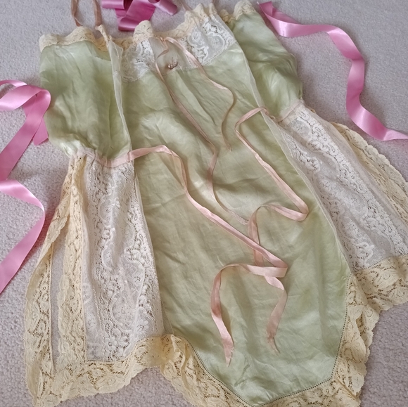 ANTIQUE 1920S ART DECO SILK STEP IN TEDDY WITH LACE! - Picture 14 of 16